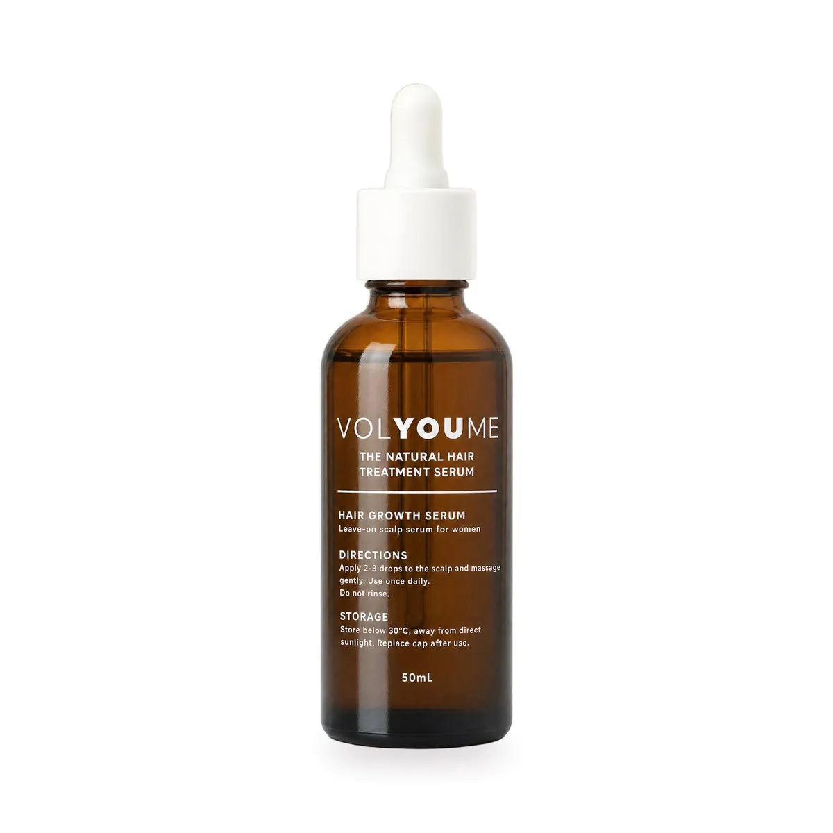 The Volyoume Hair Growth Serum, a 50 ml amber glass dropper bottle